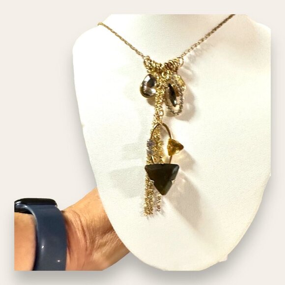 NY & Co Gold Tone Charm Necklace 26” Statement Eclectic Comment Gift EUC - Picture 4 of 16